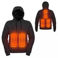 Man in a black heated pullover hoodie