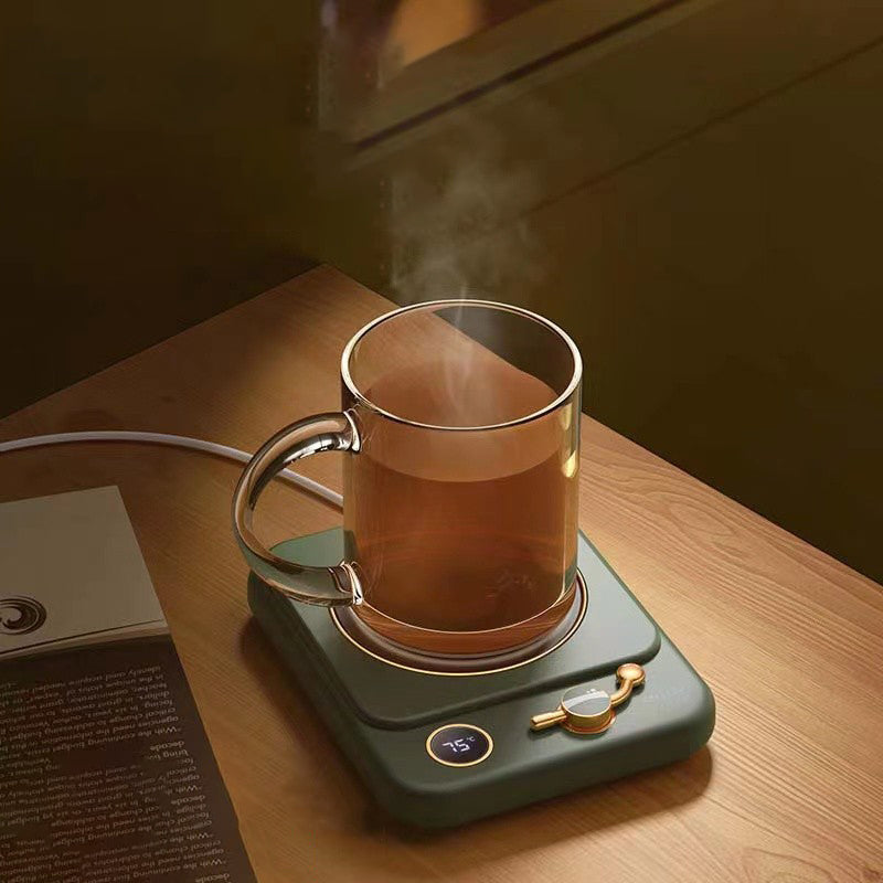 Retro green cup warmer with coffee mug