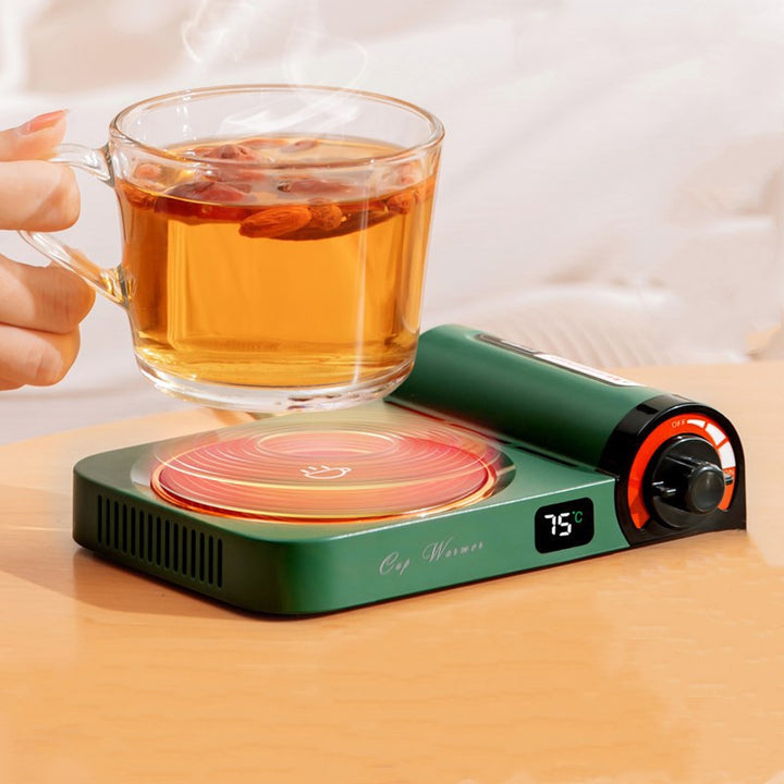 Retro stove-style cup warmer with mug