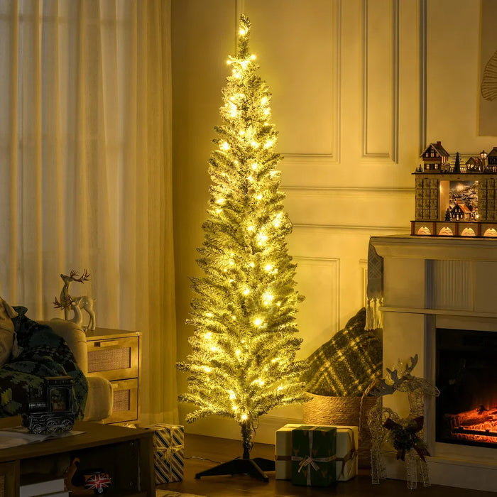 Snugleigh Snow-Flocked Pencil Christmas Tree with 170 Warm LEDs