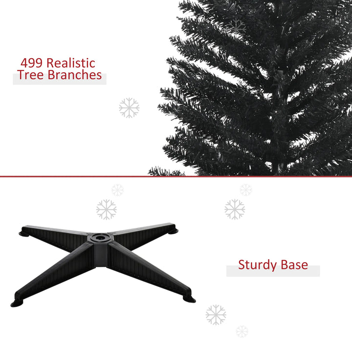 Slim black pencil Christmas tree in corner