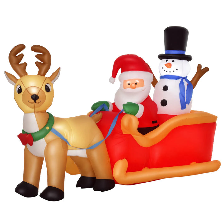 Inflatable Santa sleigh with reindeer and snowman