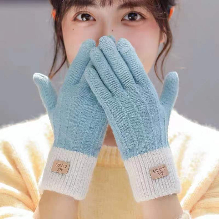 Snugleigh Knitted Touchscreen Gloves with Contrast Ribbed Cuff