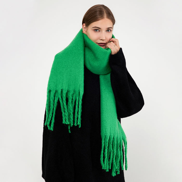 Snugleigh Extra Long Fluffy Mohair Feel Scarf with Tassels