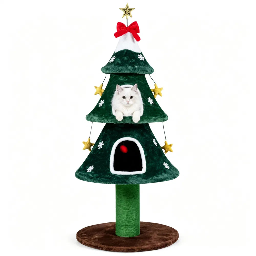 Christmas tree cat tower with condos