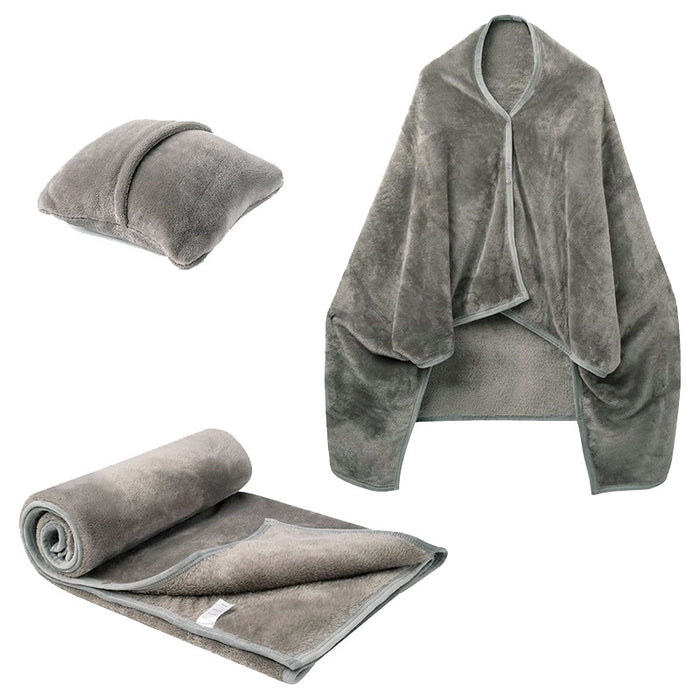 Snugleigh 3-in-1 Fleece Blanket Shawl that Folds into a Cushion