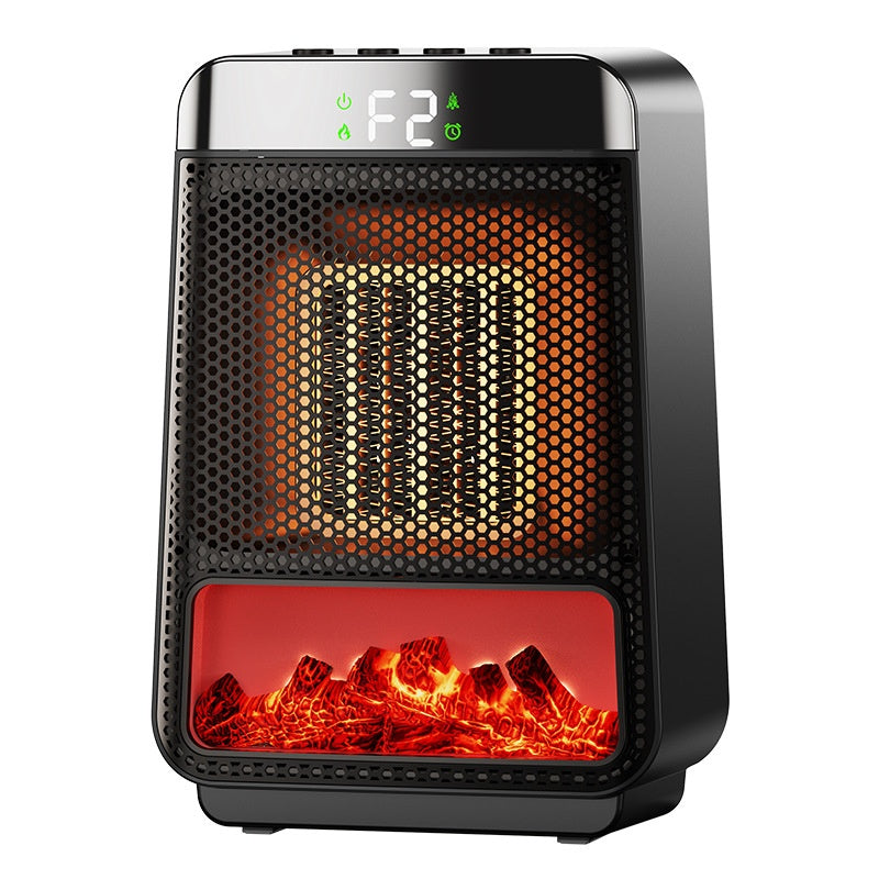 Fan heater with glowing flame effect
