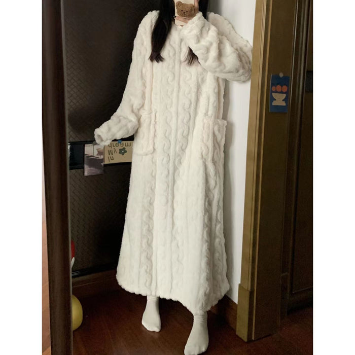 Snugleigh Long Coral Fleece Nightgown with Pockets