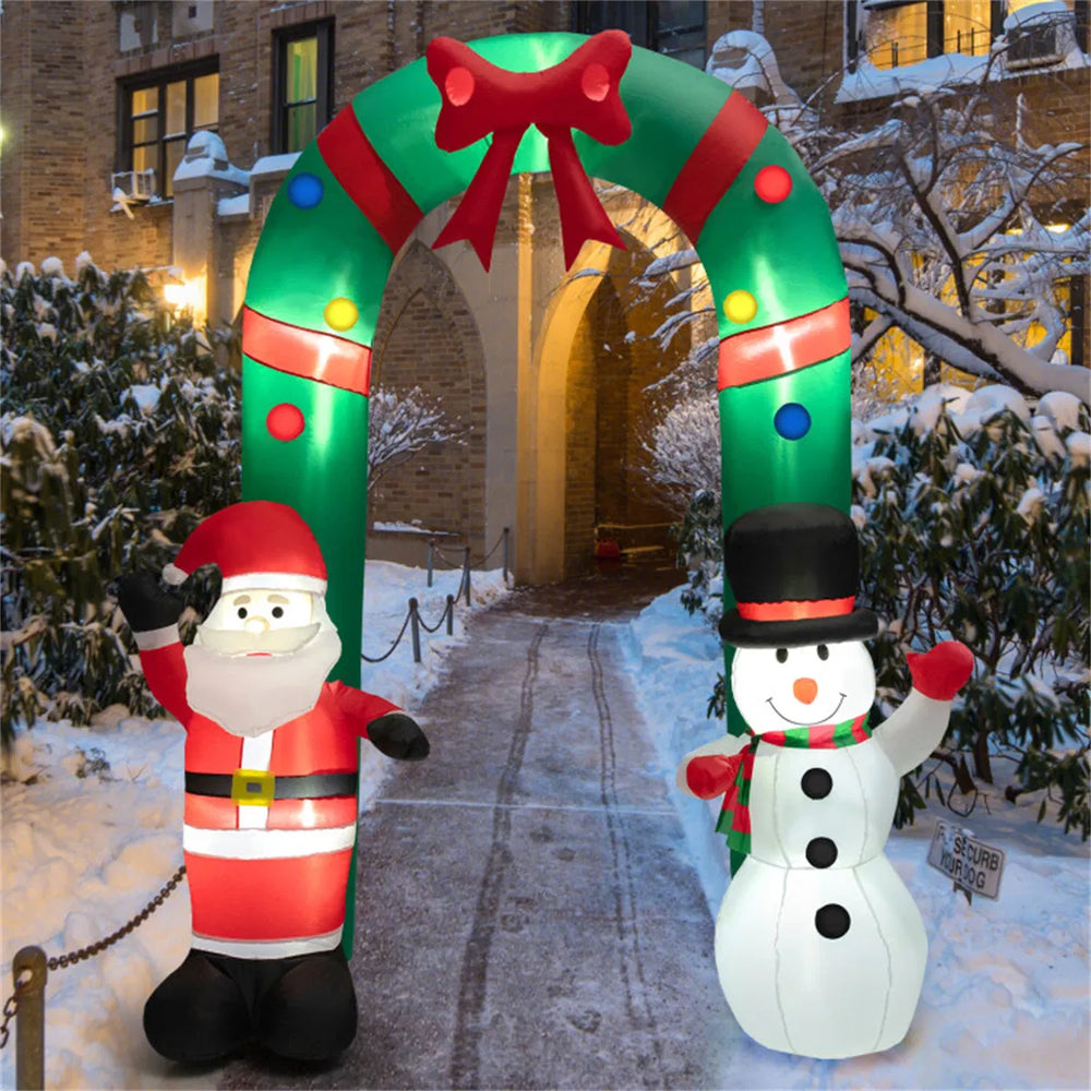 Inflatable arch with Santa and snowman