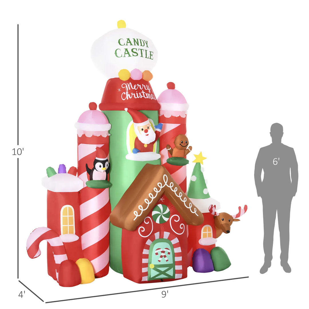 Inflatable candy castle with Santa and friends