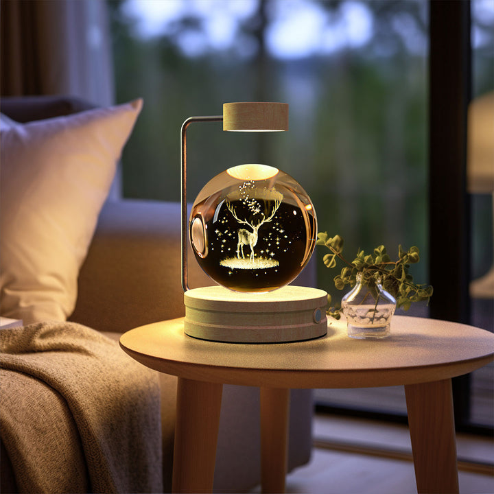 Crystal ball lamp with engraved 3D design