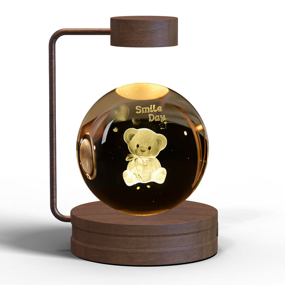 Crystal ball lamp with engraved 3D design