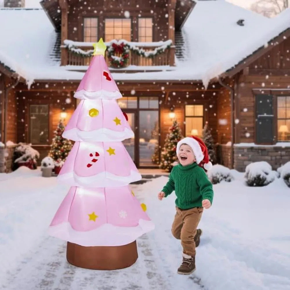 Giant inflatable pink Christmas tree