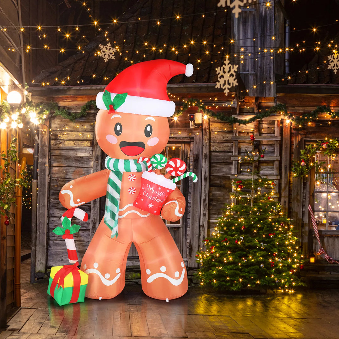 Giant inflatable gingerbread man with candy cane