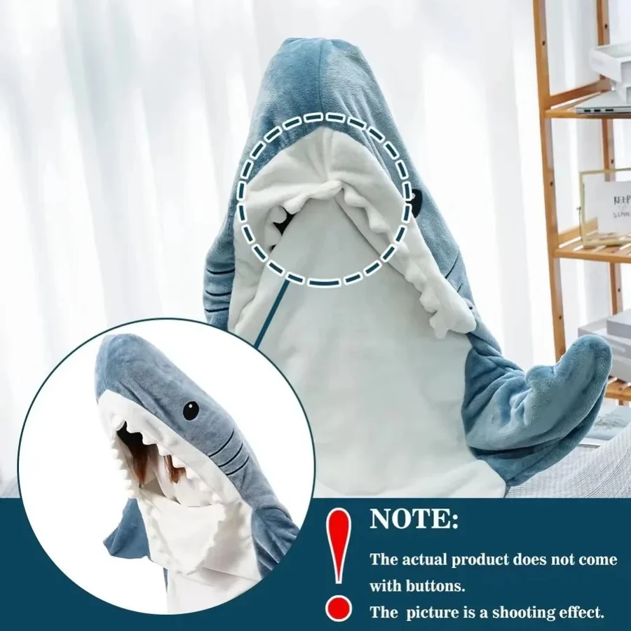 Cosy Shark Hooded Flannel Blanket