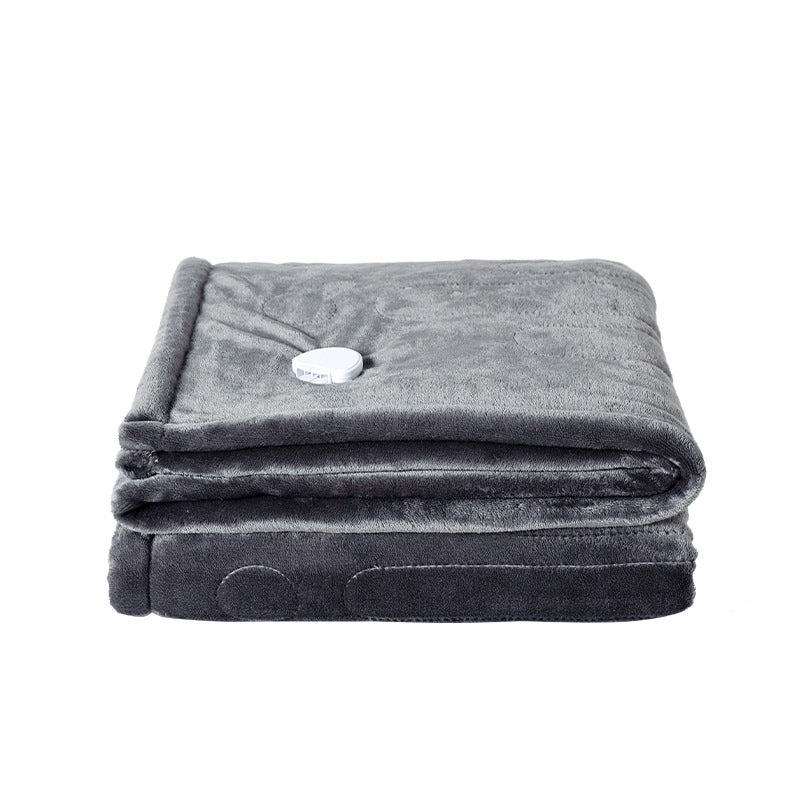 Grey electric heated flannel throw blanket