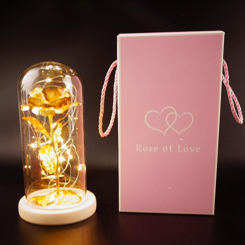 Enchanted Rose Lamp In Glass Dome With Warm LED Base