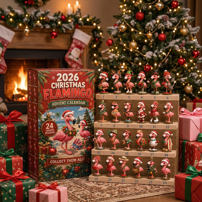 Snugleigh Flamingo advent calendar with 24 festive figures