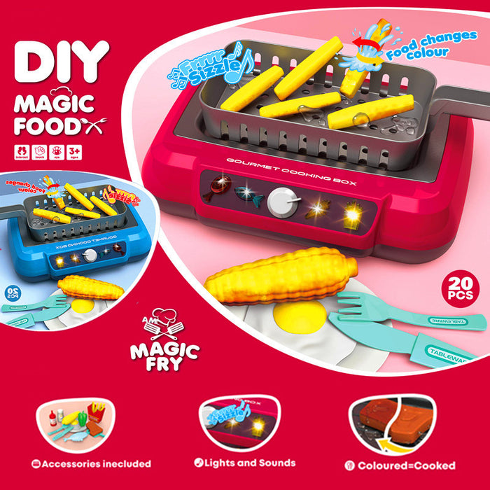 Snugleigh Play Kitchen Set with Light-Up Hob and Colour-Changing Food