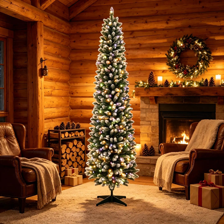 Tall frosted pencil tree with remote
