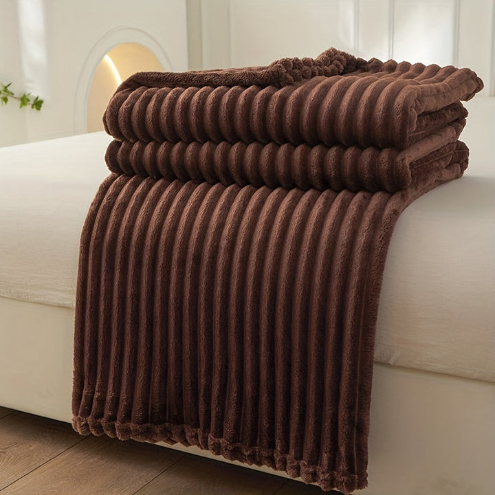 Soft Plush Blanket with Rib Pattern