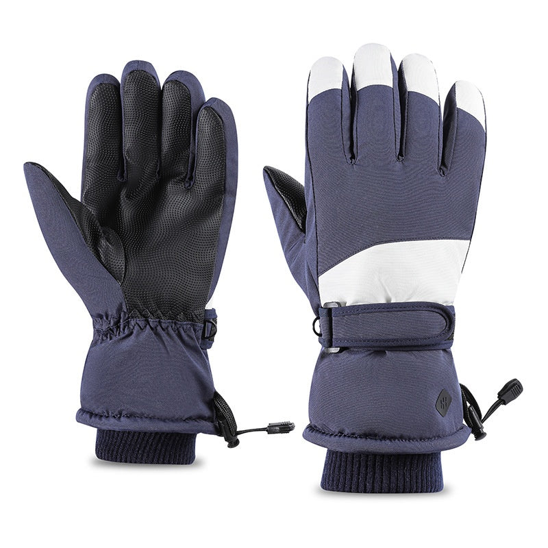 Black ski gloves with touchscreen fingers