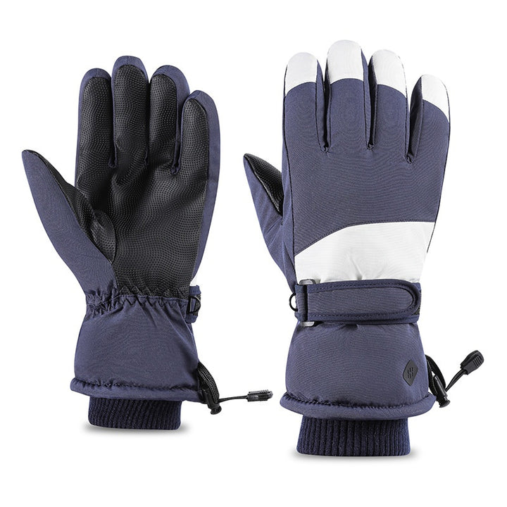 Black ski gloves with touchscreen fingers