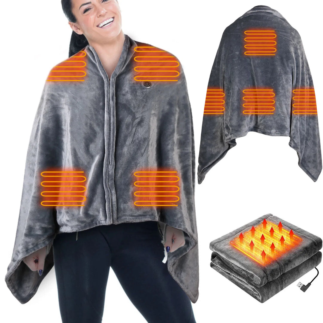 Portable USB Heated Blanket Wrap With 3 Heat Settings