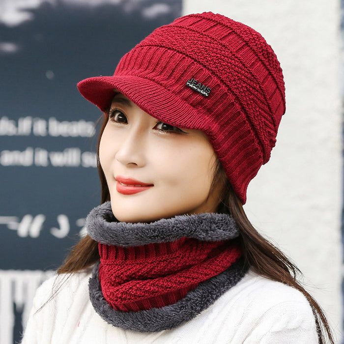 Snugleigh Knitted Peaked Beanie and Neck Warmer Set, Fleece Lined
