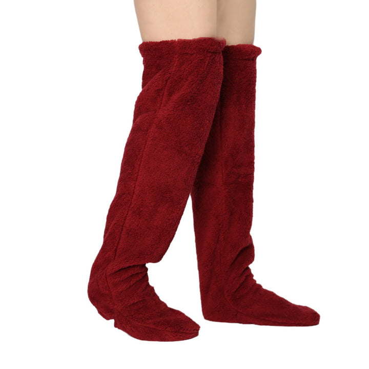 Fluffy plush over the knee socks in pink