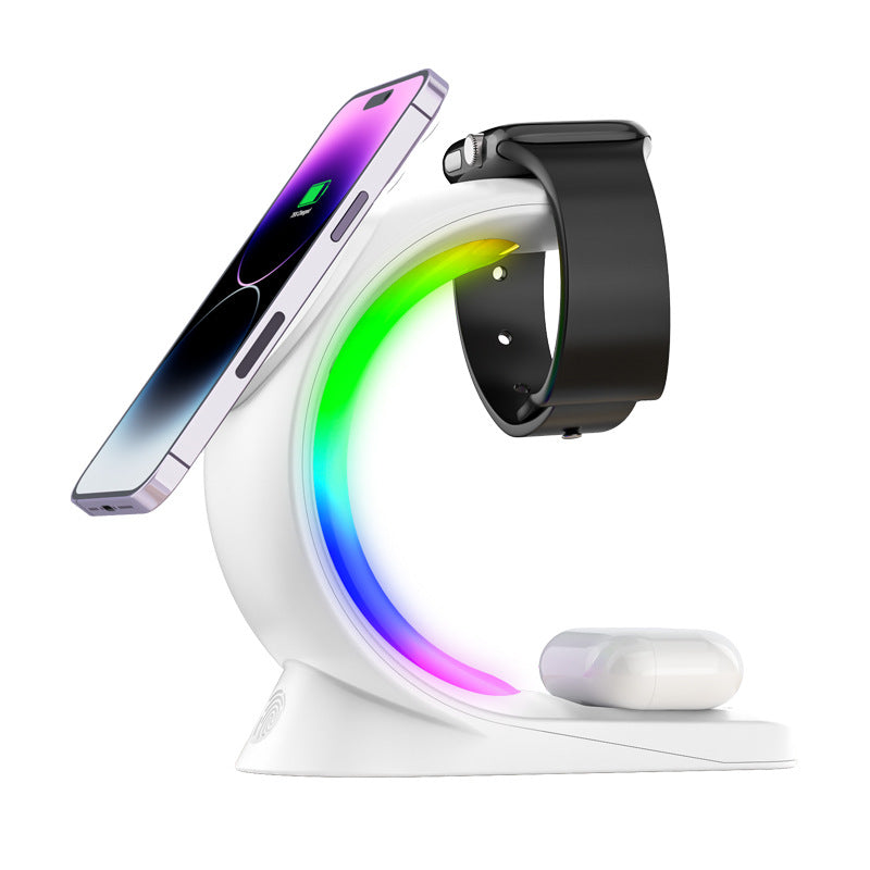 Wireless charging station with RGB light