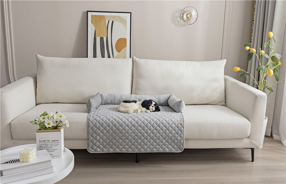 Curved Dog Sofa Bed With Pillow To Protect Furniture