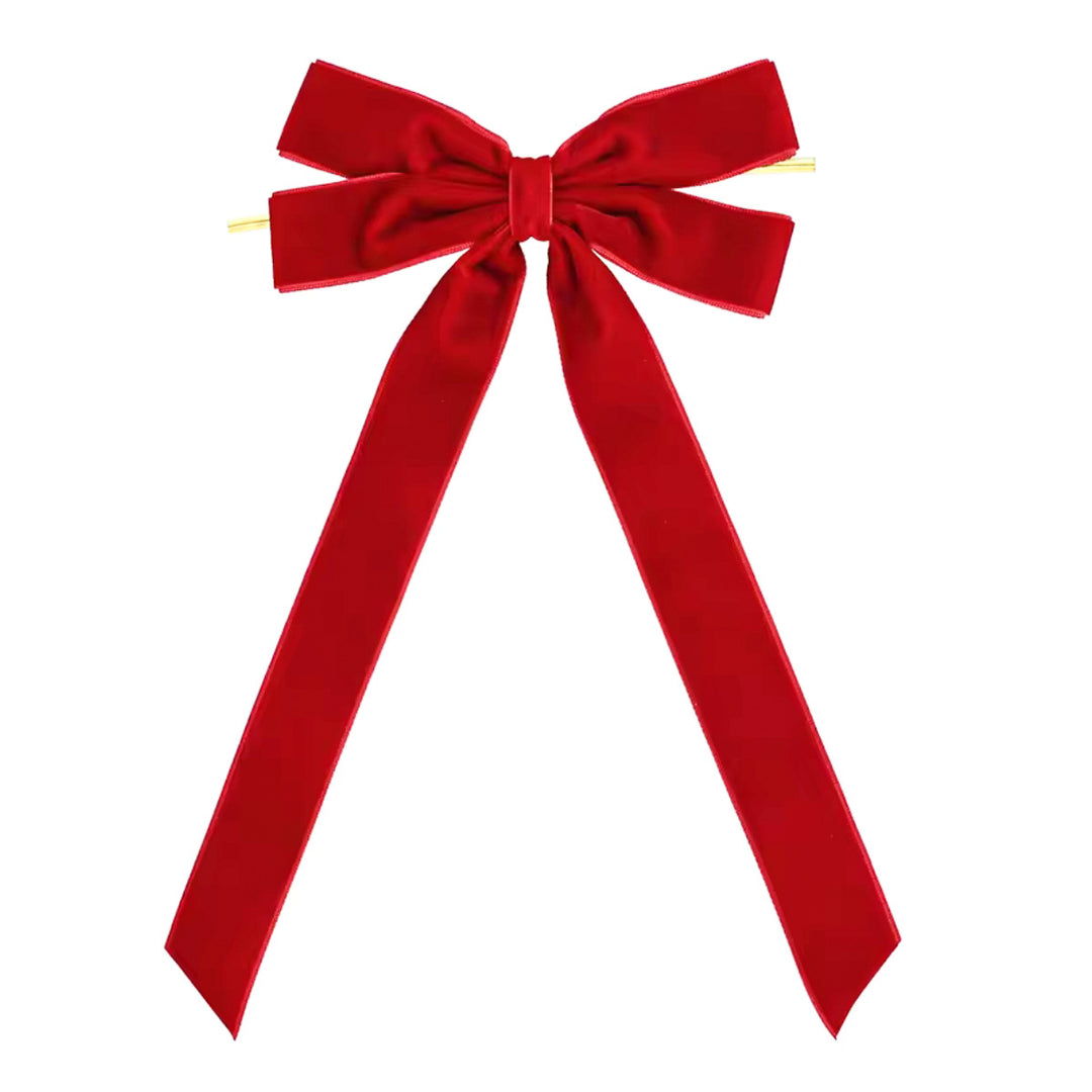Red velvet Christmas bow with gold cord
