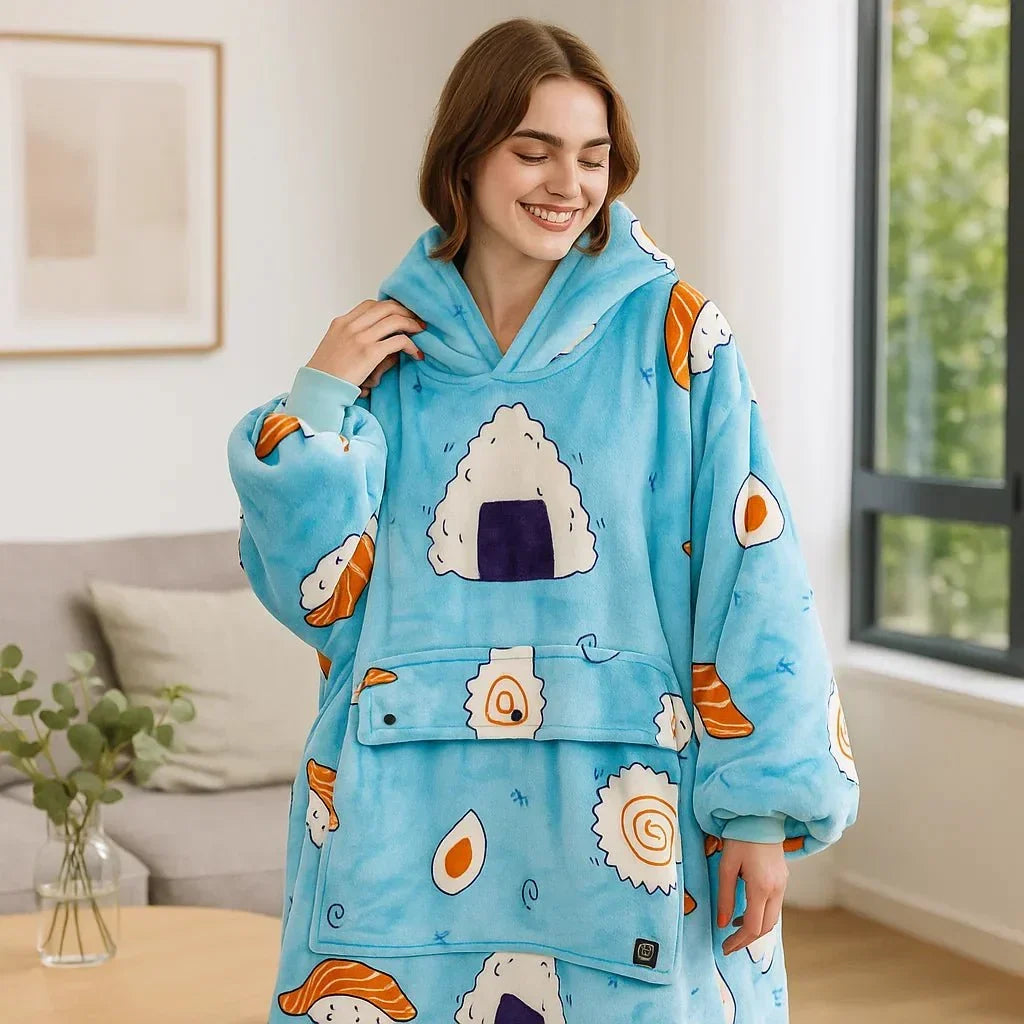 USB Heated Blanket Hoodie – Cosy Wearable Flannel Warmth