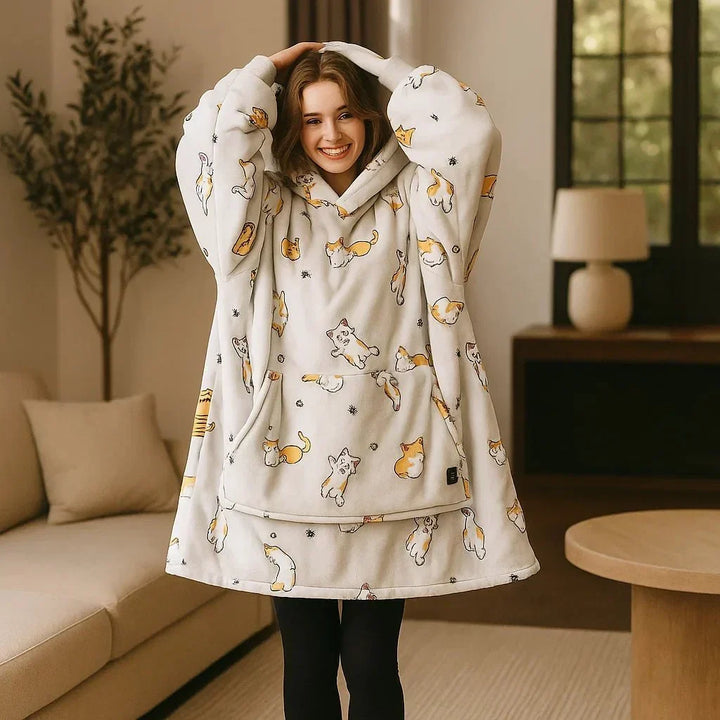 USB Heated Blanket Hoodie – Cosy Wearable Flannel Warmth