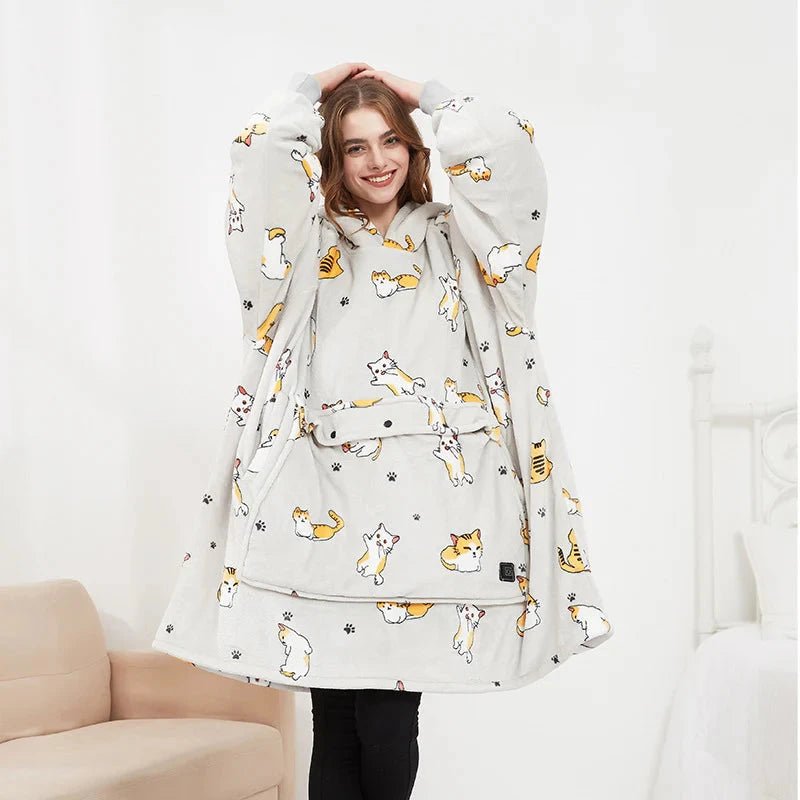 USB Heated Blanket Hoodie – Cosy Wearable Flannel Warmth