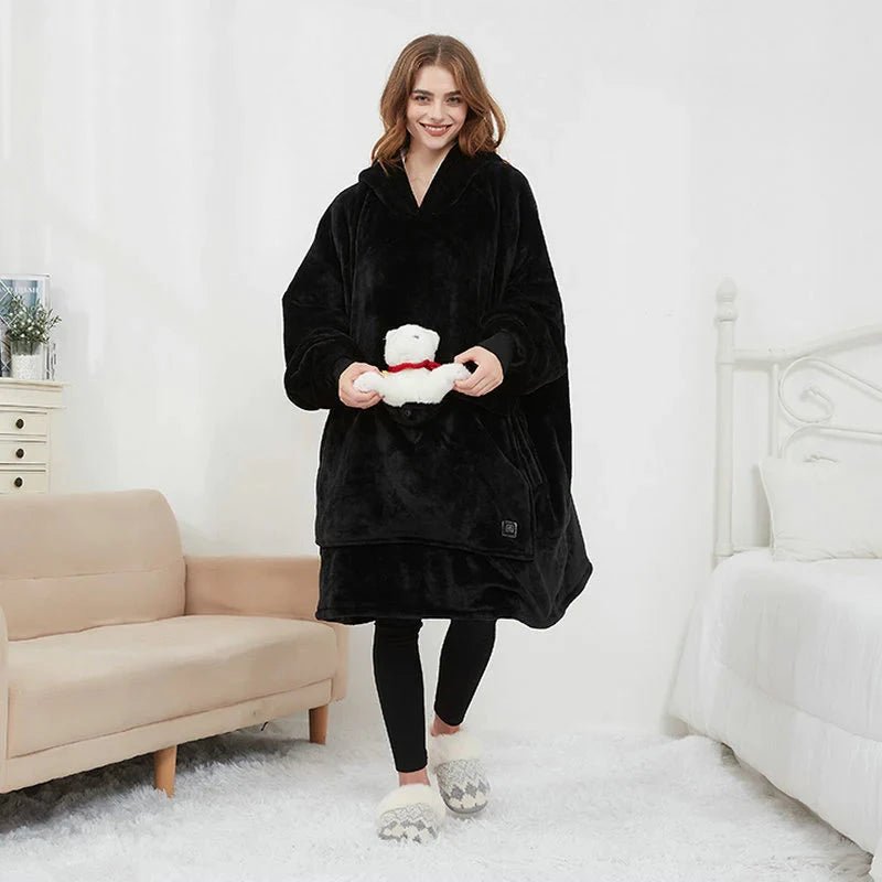 USB Heated Blanket Hoodie – Cosy Wearable Flannel Warmth