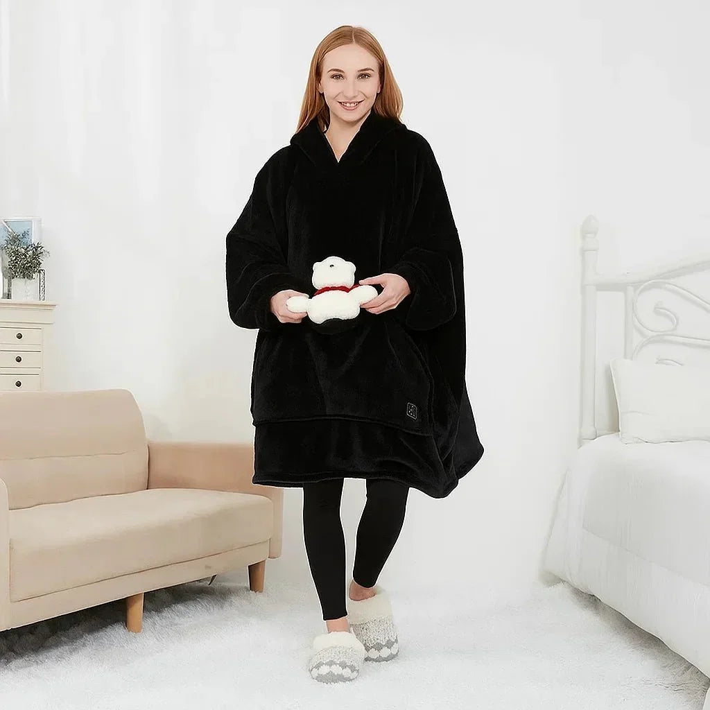 USB Heated Blanket Hoodie – Cosy Wearable Flannel Warmth
