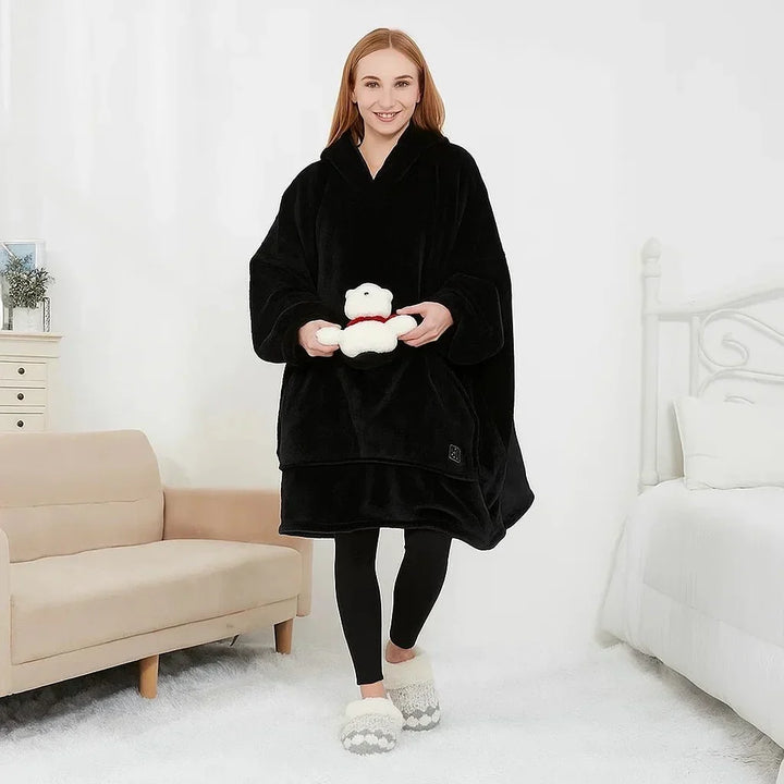 USB Heated Blanket Hoodie – Cosy Wearable Flannel Warmth