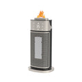 Silver tower heater with flame-effect humidifier