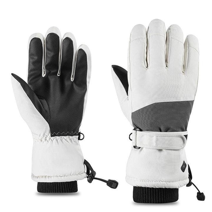 Black ski gloves with touchscreen fingers