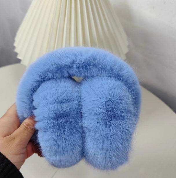 White fluffy faux fur earmuffs