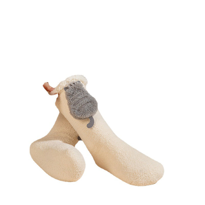 Snugleigh Fluffy Heated Socks with 3D Animal on the Cuff
