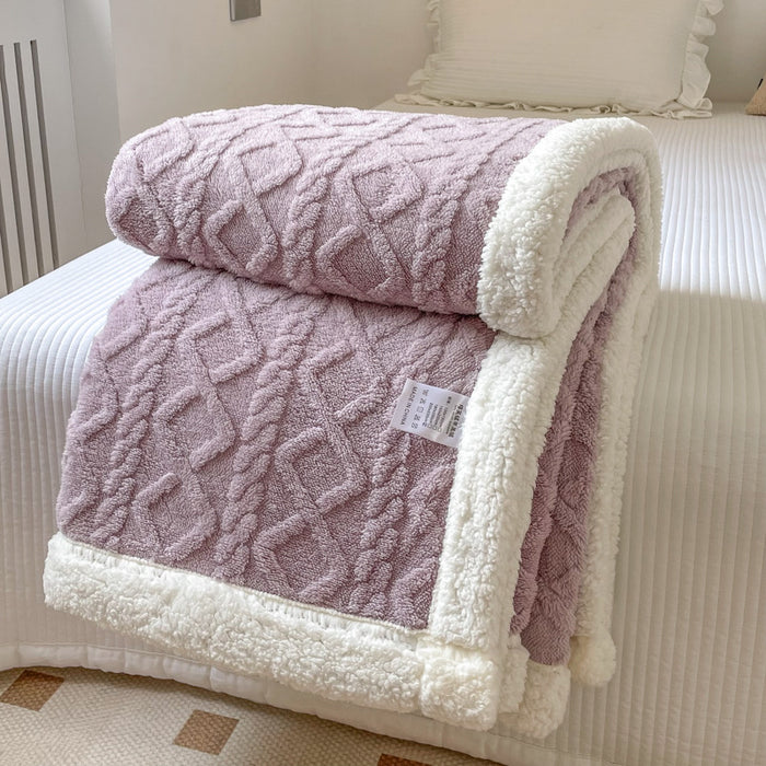 Snugleigh Cable-Knit Blanket with Sherpa Fleece Border