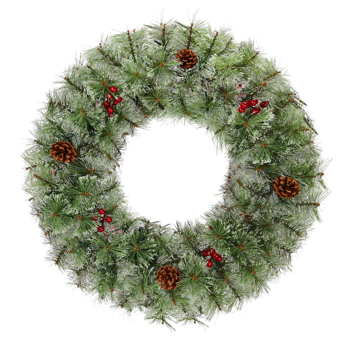 Snugleigh Set of 2 Pre-Lit Christmas Wreaths with Berries and Cones
