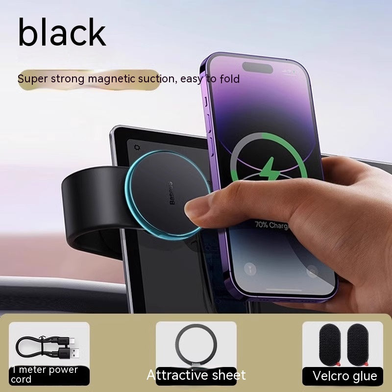 Magnetic phone mount with bendable arm on dashboard