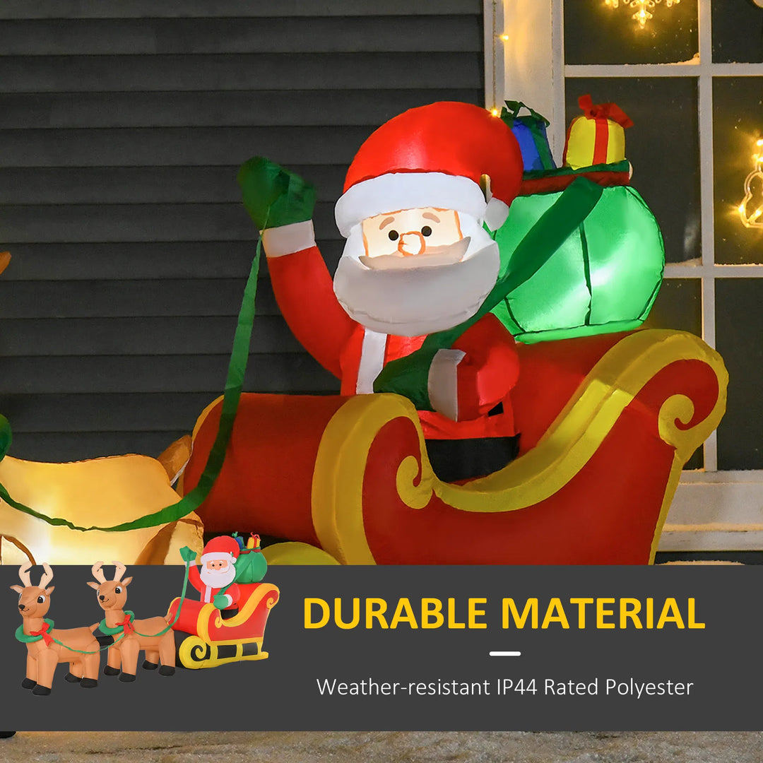 Inflatable Santa in sleigh with two reindeer