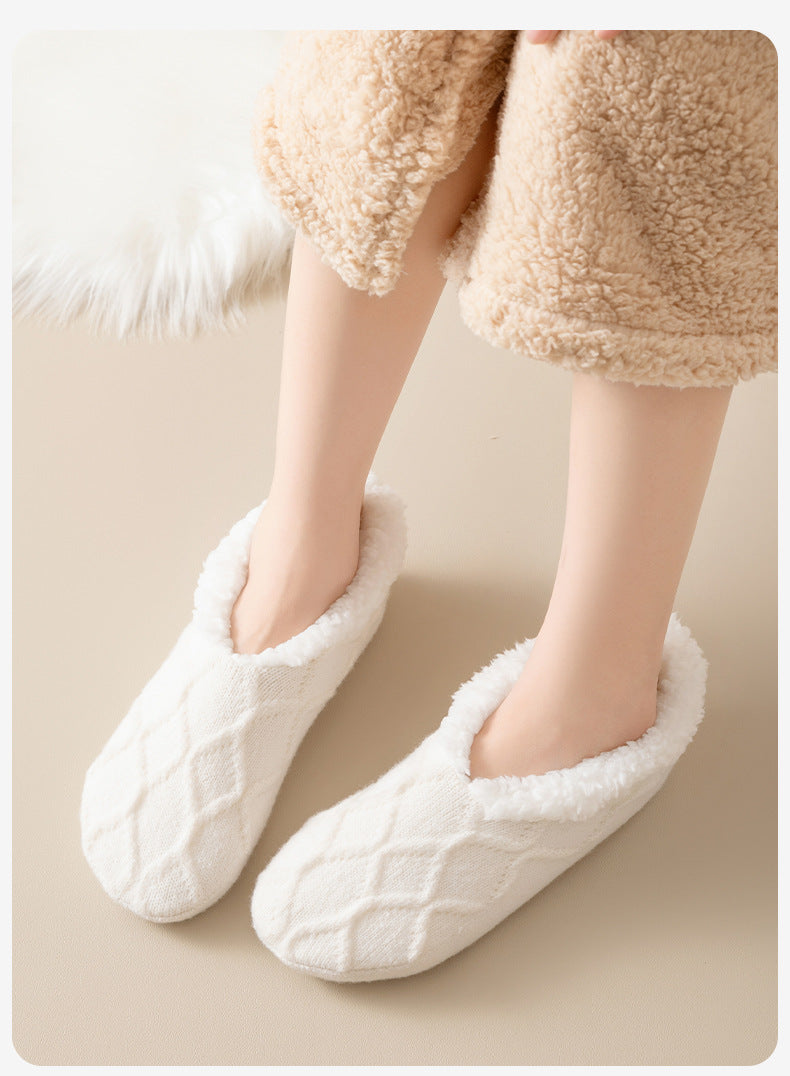 Beige slipper socks with grip dots