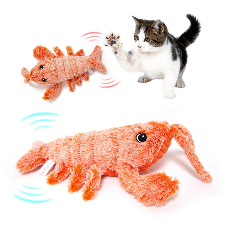 Orange plush lobster cat toy