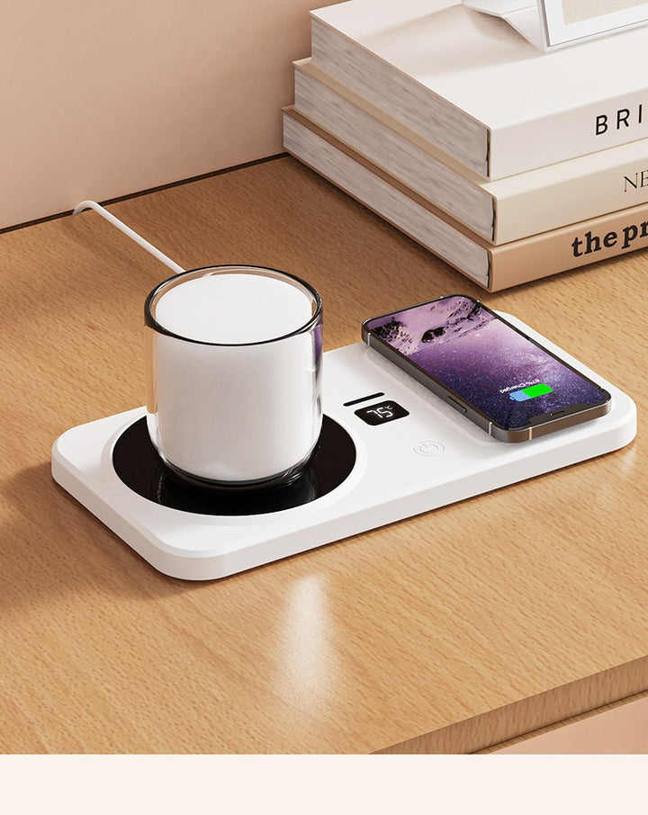 Black mug warmer with wireless phone charger
